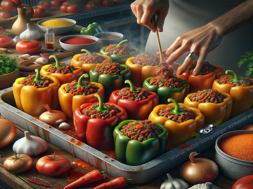 طرز تهیه دلمه فلفل ترکیه ای