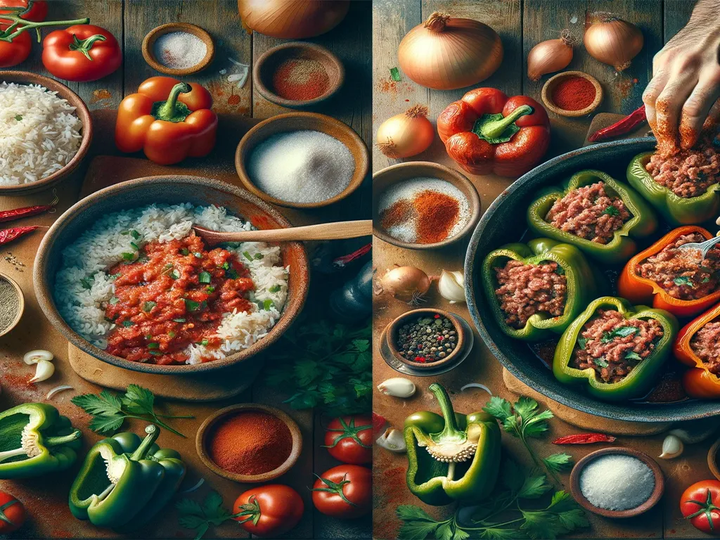 مراحل تهیه دلمه فلفل ترکیه ای