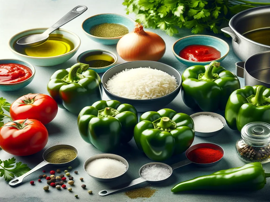 مواد لازم برای تهیه دلمه فلفل ترکیه ای