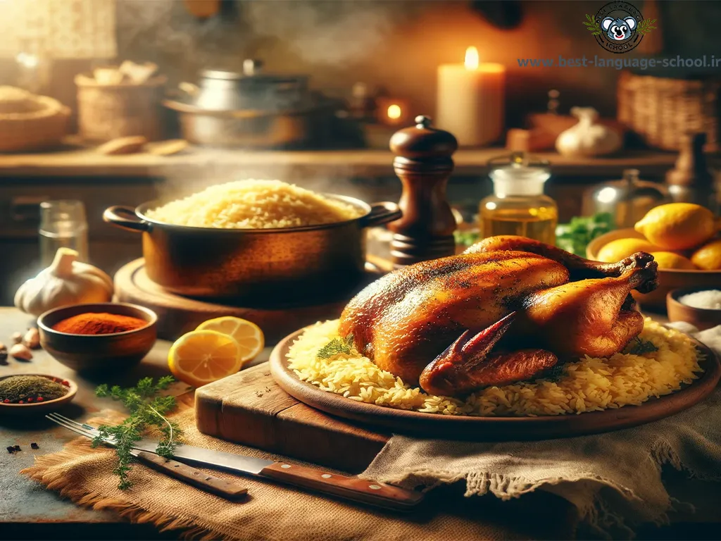 برنج و مرغ بریان به ترکی استانبولی