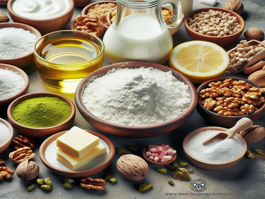 مواد لازم برای تهیه شیرینی کالبورا باستی ترکیه ای